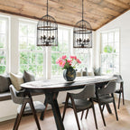 5-Light Metal Chandelier Imitation Wood Grain Linear Pendant
