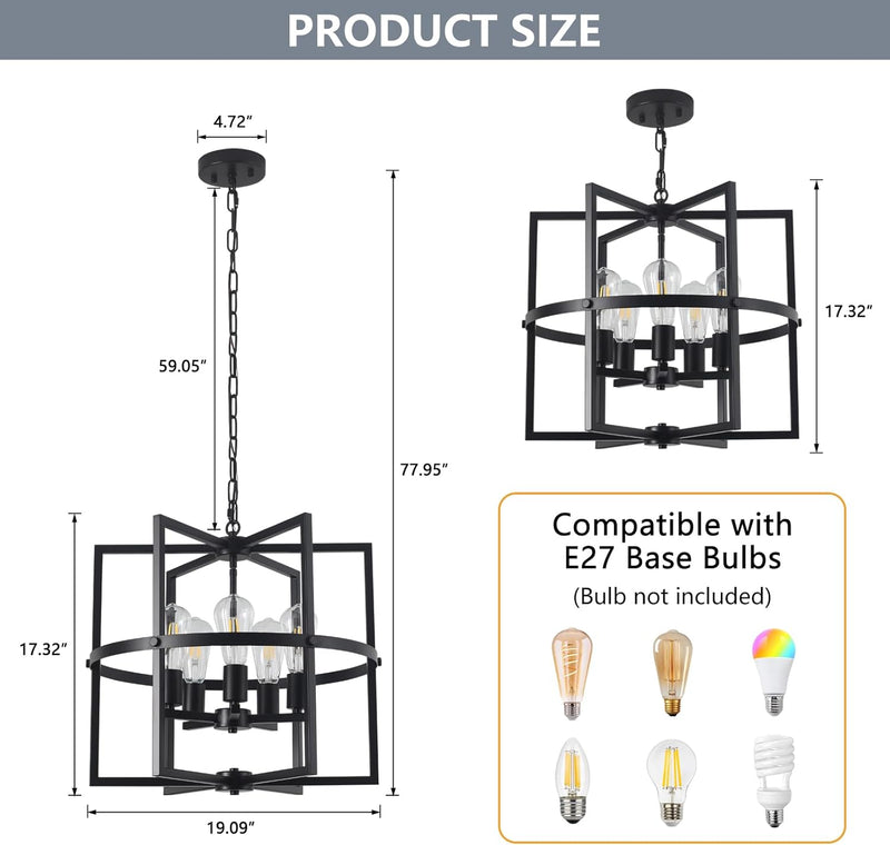5-Lights Pendant Ceiling Light Industrial Fitting Chandelier