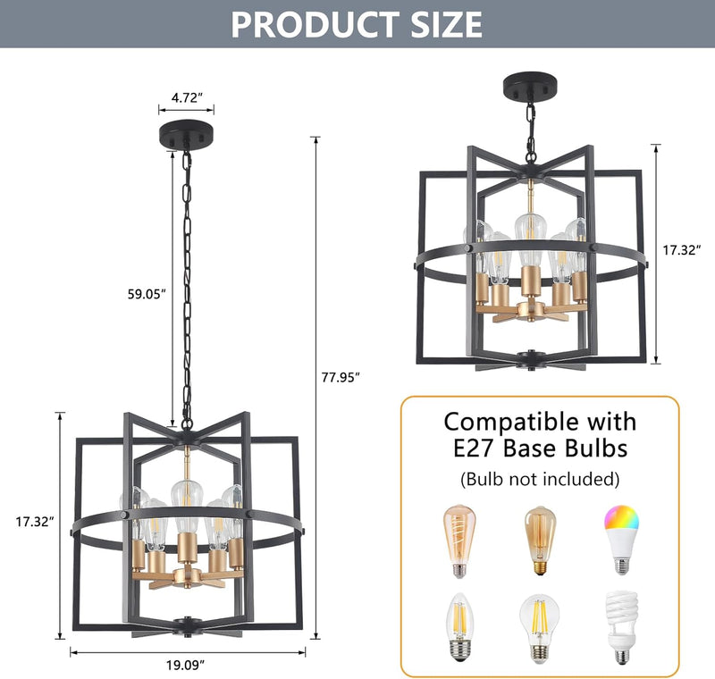 5-Lights Pendant Ceiling Light Industrial Fitting Chandelier