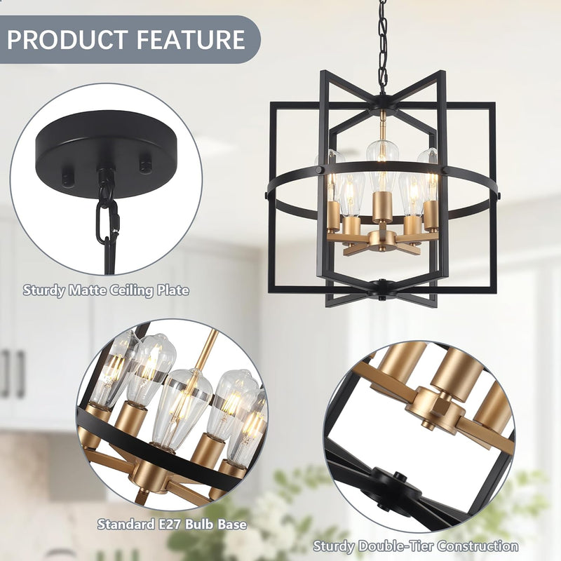 5-Lights Pendant Ceiling Light Industrial Fitting Chandelier