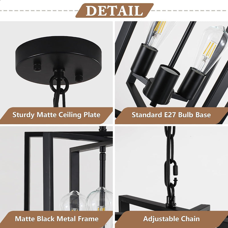 5-Lights Pendant Light Industrial Metal Lighting E27