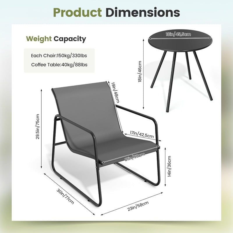 5-Piece Patio Bistro Set Garden Furniture with Table