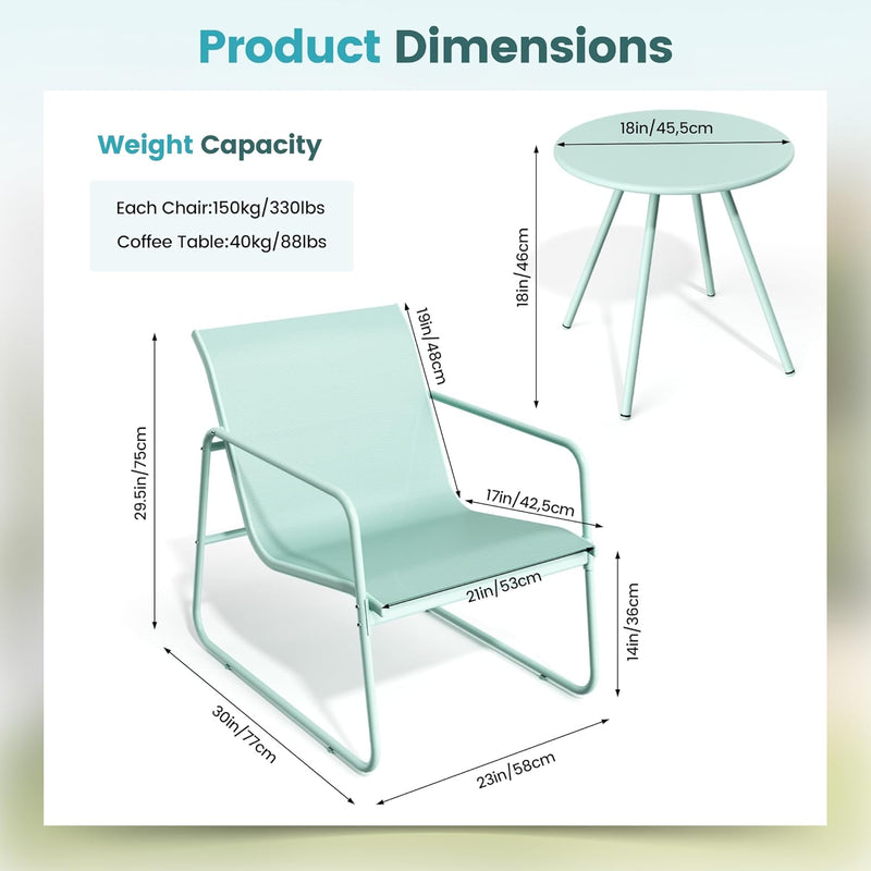 5-Piece Patio Bistro Set Garden Furniture with Table