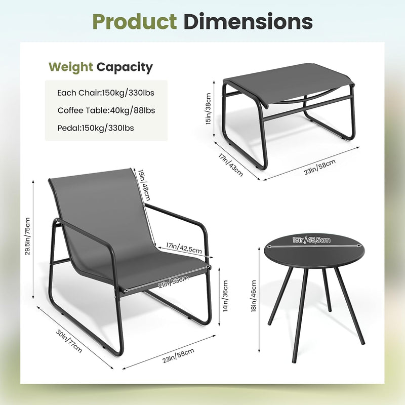 5-Piece Patio Bistro Set Garden Furniture with Table