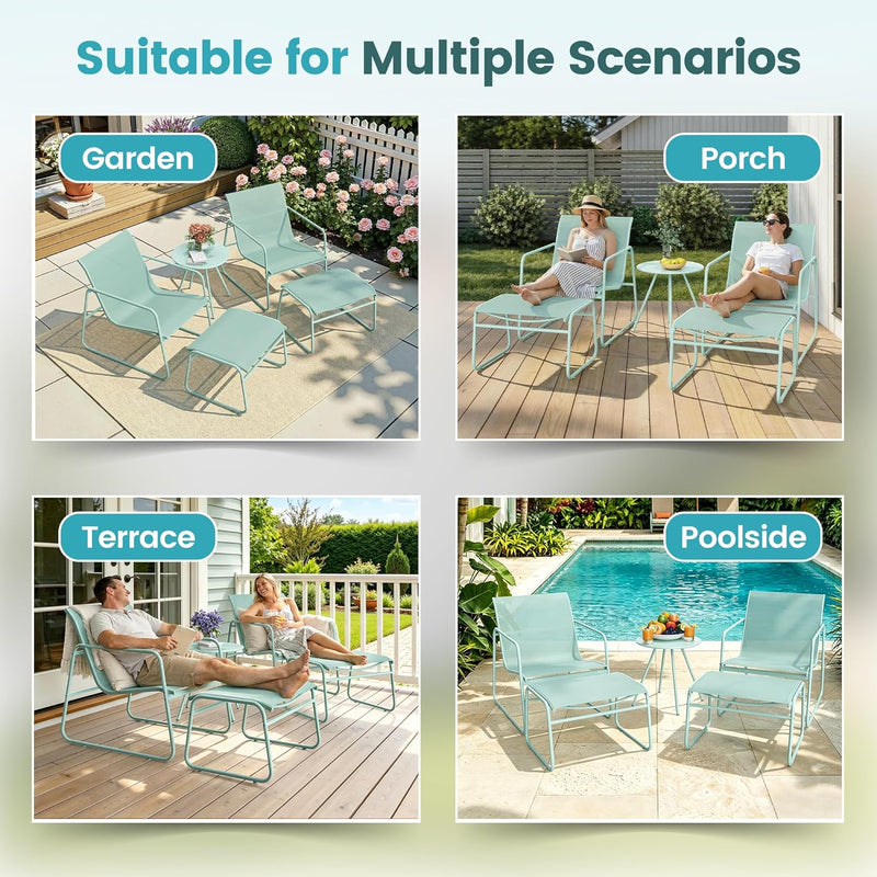 5-Piece Patio Bistro Set Garden Furniture with Table