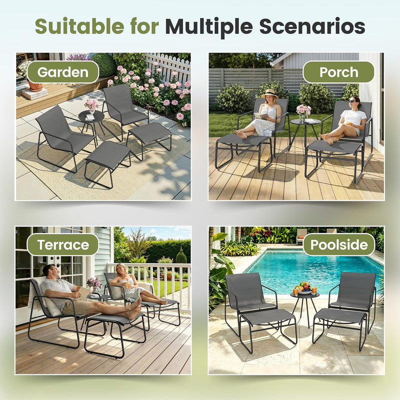 5-Piece Patio Bistro Set Garden Furniture with Table