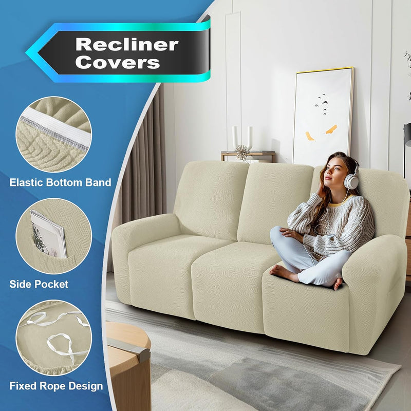 5 Pieces Recliner Sofa Covers Stretch Slipcover