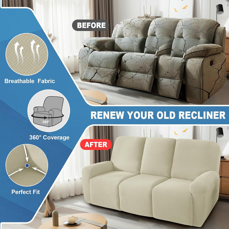 5 Pieces Recliner Sofa Covers Stretch Slipcover