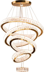 5-Ring LED Crystal Chandelier Ceiling Light 2700K Warm