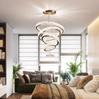 5-Ring LED Crystal Chandelier Ceiling Light 2700K Warm