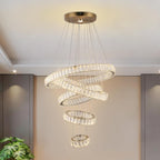 5-Ring LED Crystal Chandelier Ceiling Light 2700K Warm