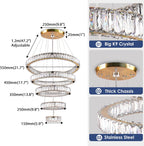 5-Ring LED Crystal Chandelier Ceiling Light 2700K Warm