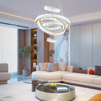 5-Ring LED Crystal Chandelier Ceiling Light 2700K Warm