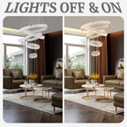 5-Ring LED Crystal Chandelier Ceiling Light 2700K Warm