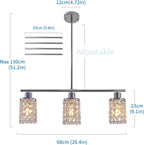 5- Round Crystal Drum Pendant Light Fitting Adjustable