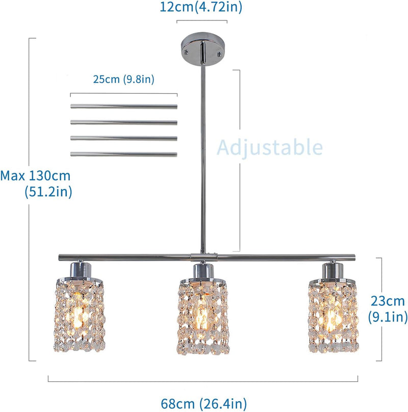 5- Round Crystal Drum Pendant Light Fitting Adjustable