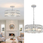5- Round Crystal Drum Pendant Light Fitting Adjustable
