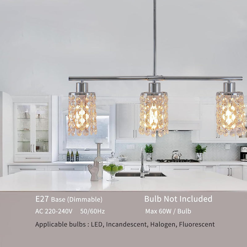 5- Round Crystal Drum Pendant Light Fitting Adjustable