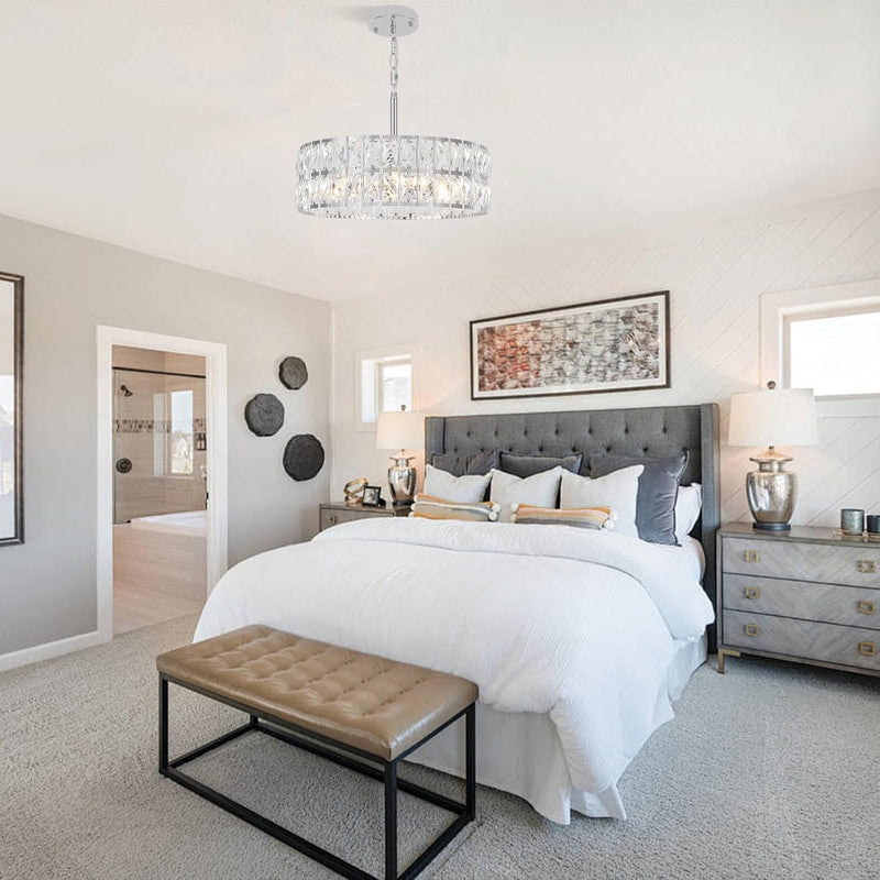 5- Round Crystal Drum Pendant Light Fitting Adjustable