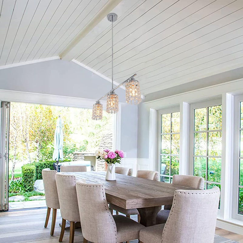 5- Round Crystal Drum Pendant Light Fitting Adjustable