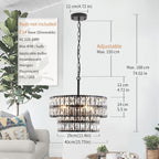 5- Round Crystal Drum Pendant Light Fitting Adjustable