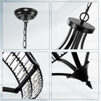 5- Round Crystal Drum Pendant Light Fitting Adjustable