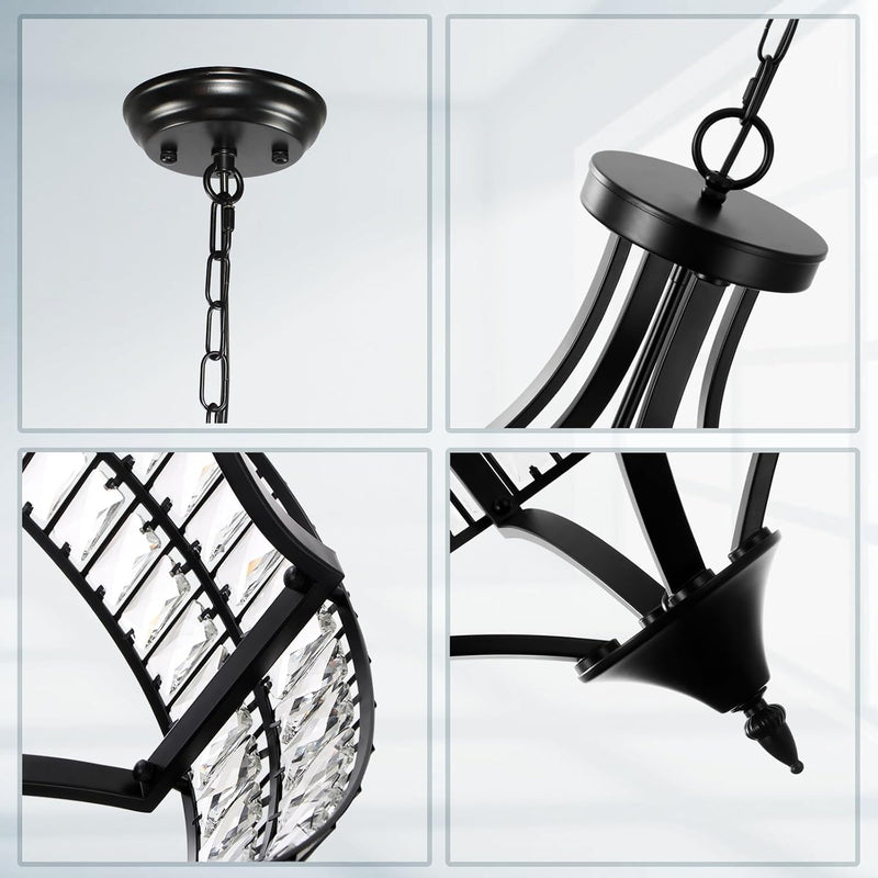 5- Round Crystal Drum Pendant Light Fitting Adjustable