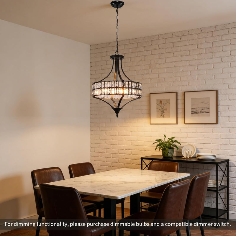 5- Round Crystal Drum Pendant Light Fitting Adjustable