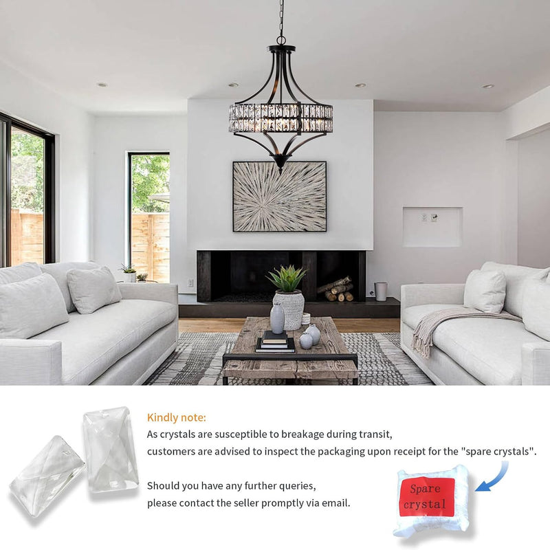 5- Round Crystal Drum Pendant Light Fitting Adjustable