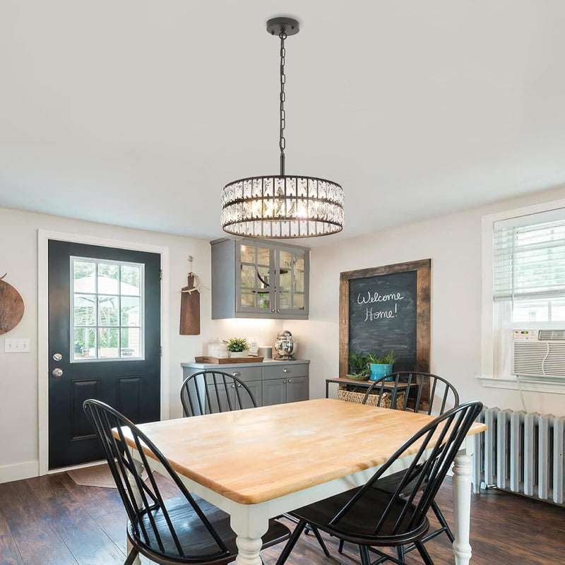 5- Round Crystal Drum Pendant Light Fitting Adjustable