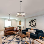 5- Round Crystal Drum Pendant Light Fitting Adjustable
