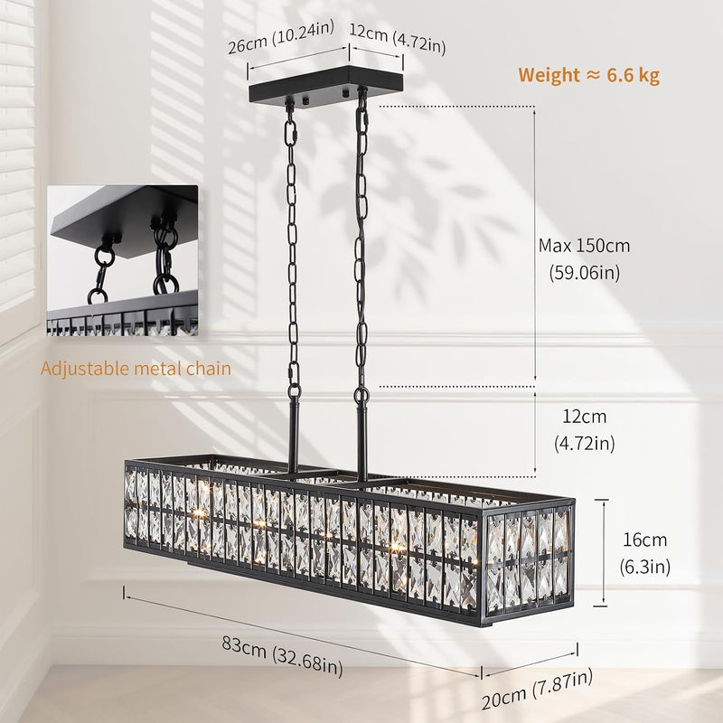 5- Round Crystal Drum Pendant Light Fitting Adjustable