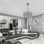 5- Round Crystal Drum Pendant Light Fitting Adjustable