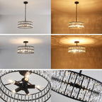 5- Round Crystal Drum Pendant Light Fitting Adjustable