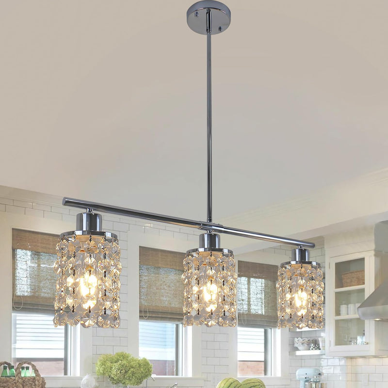 5- Round Crystal Drum Pendant Light Fitting Adjustable