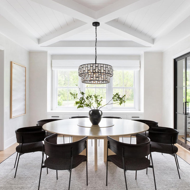 5- Round Crystal Drum Pendant Light Fitting Adjustable