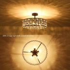 5- Round Crystal Drum Pendant Light Fitting Adjustable