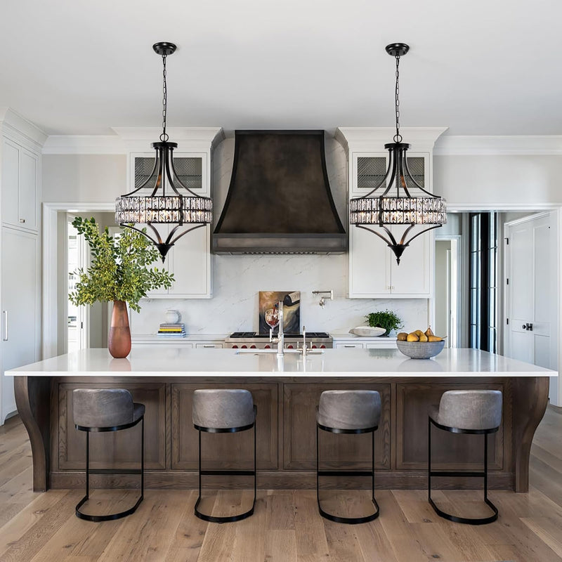 5- Round Crystal Drum Pendant Light Fitting Adjustable