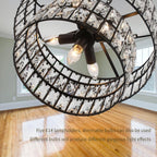 5- Round Crystal Drum Pendant Light Fitting Adjustable