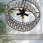 5- Round Crystal Drum Pendant Light Fitting Adjustable
