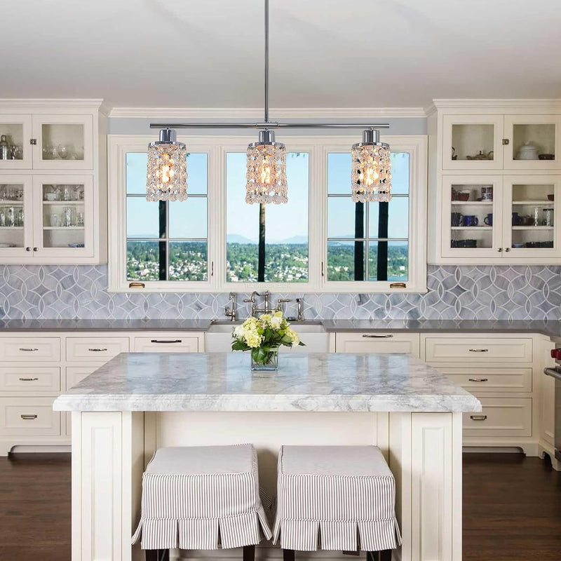 5- Round Crystal Drum Pendant Light Fitting Adjustable