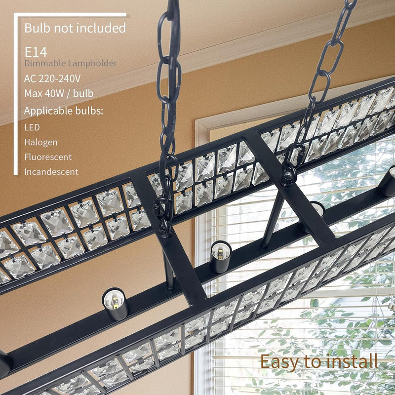 5- Round Crystal Drum Pendant Light Fitting Adjustable