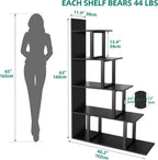 5-Shelf Bookshelf L-Shape Freestanding Ladder Corner Bookcase
