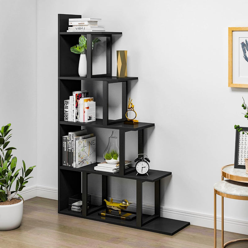 5-Shelf Bookshelf L-Shape Freestanding Ladder Corner Bookcase
