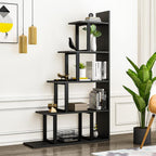 5-Shelf Bookshelf L-Shape Freestanding Ladder Corner Bookcase