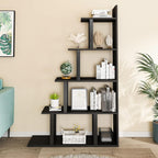 5-Shelf Bookshelf L-Shape Freestanding Ladder Corner Bookcase