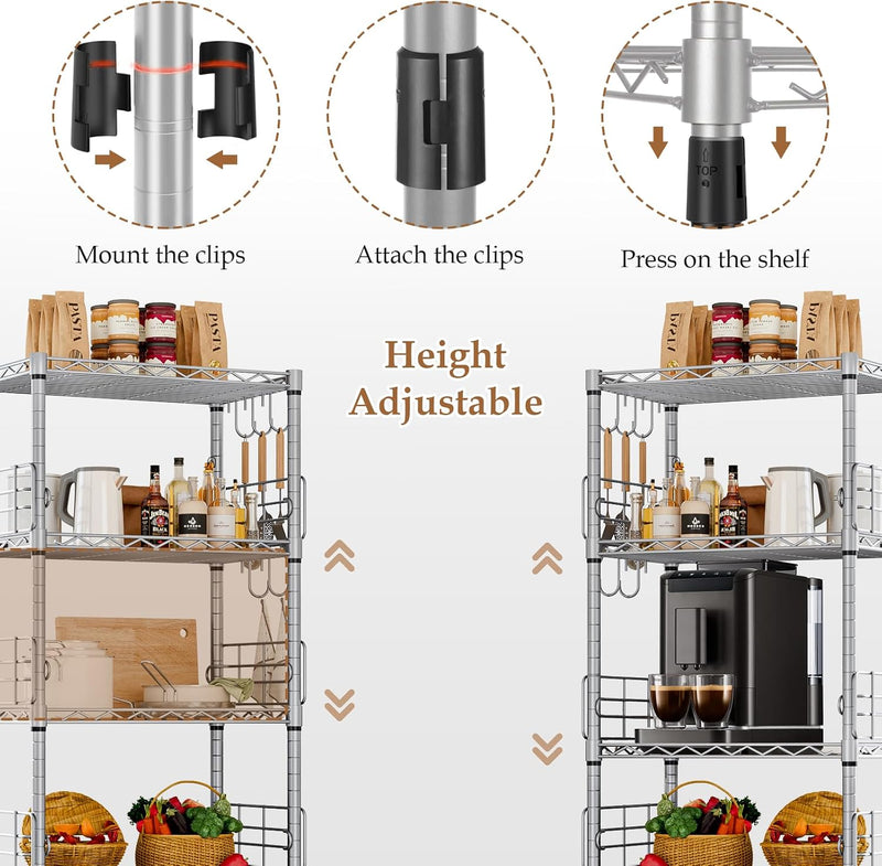 5-Shelf Shelving Unit with Height Adjustable Shelves