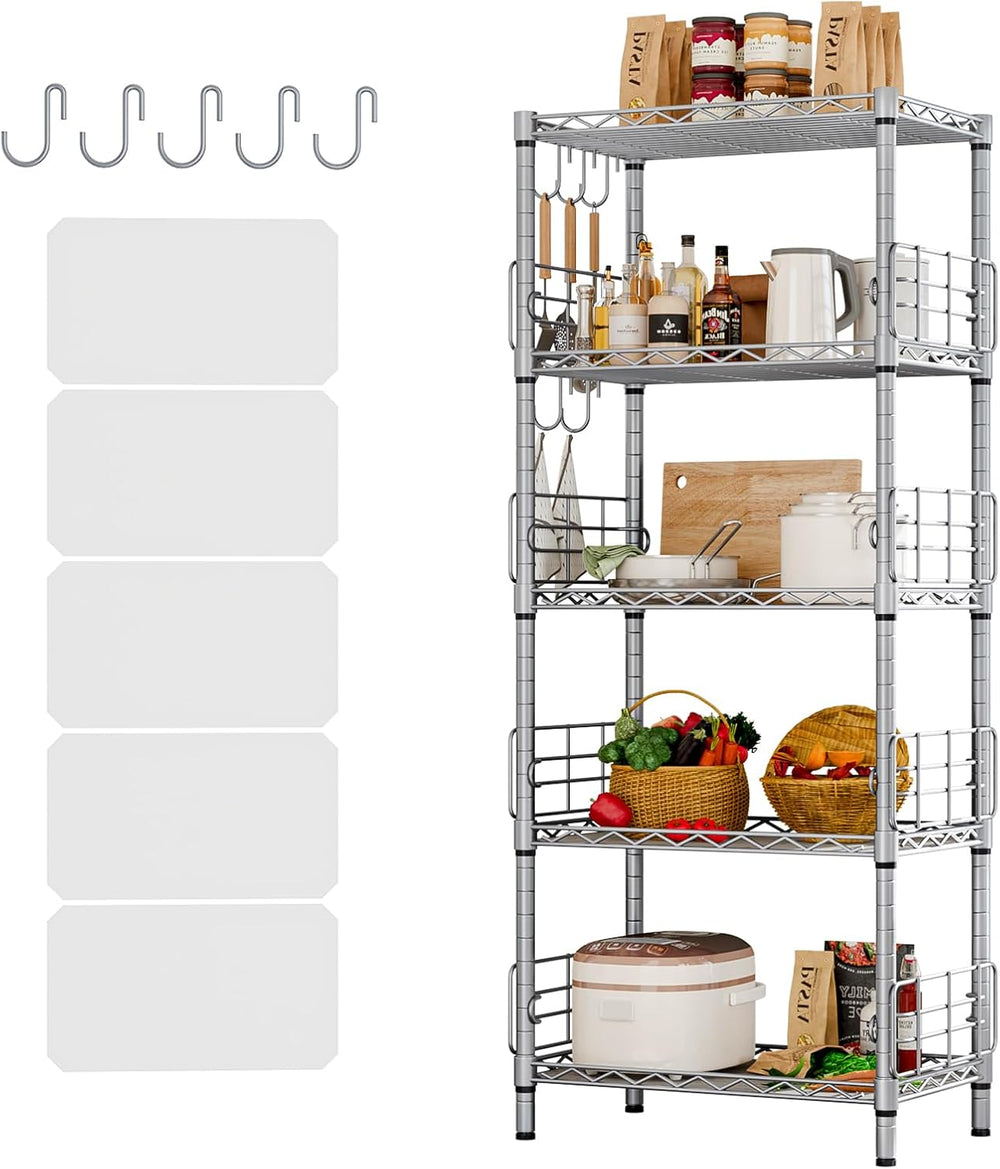 5-Shelf Shelving Unit with Height Adjustable Shelves