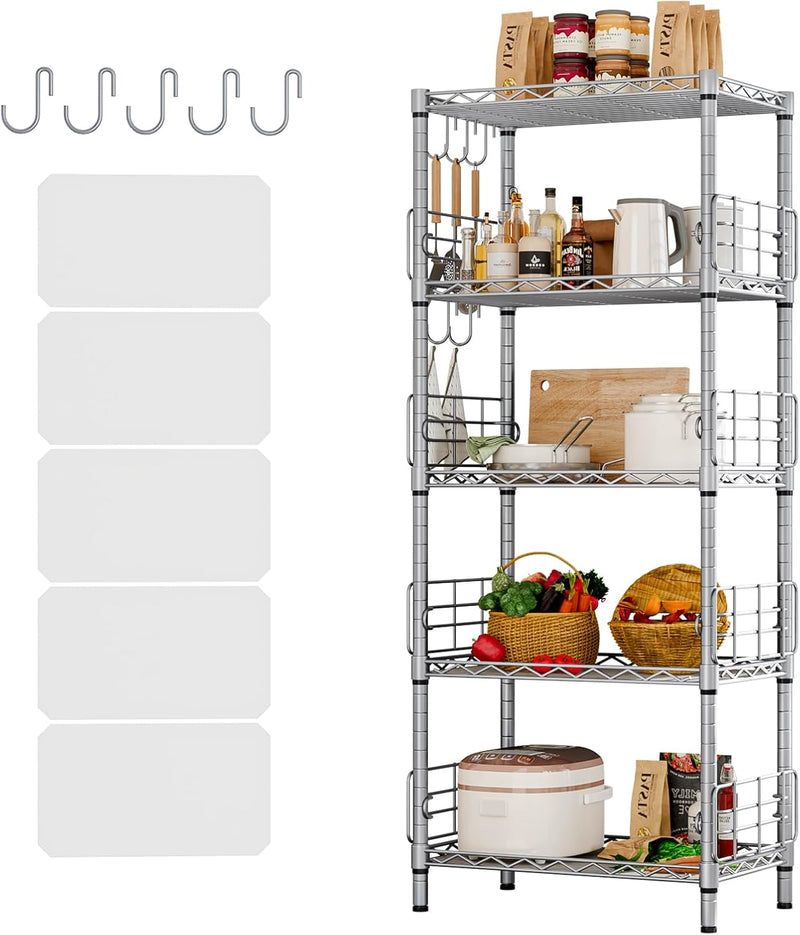 5-Shelf Shelving Unit with Height Adjustable Shelves