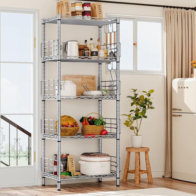 5-Shelf Shelving Unit with Height Adjustable Shelves